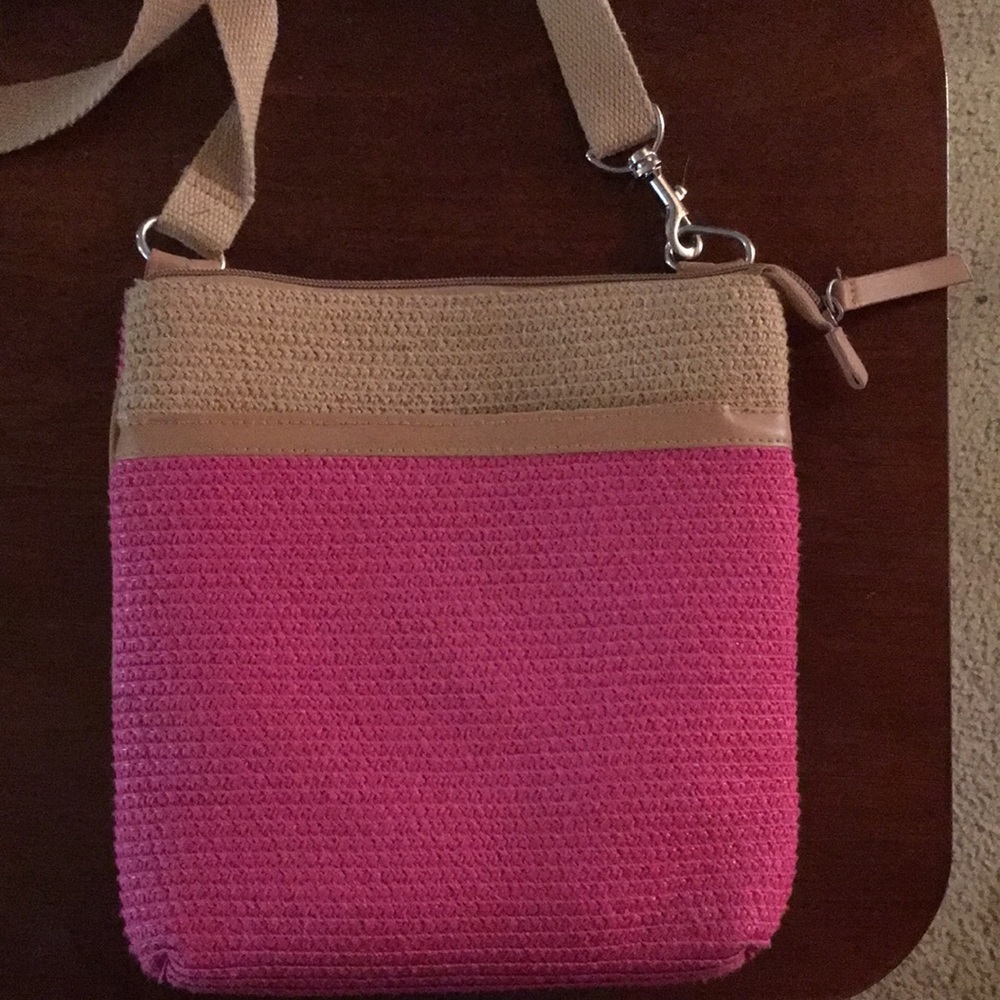 Pink Paper Straw Crossover Purse